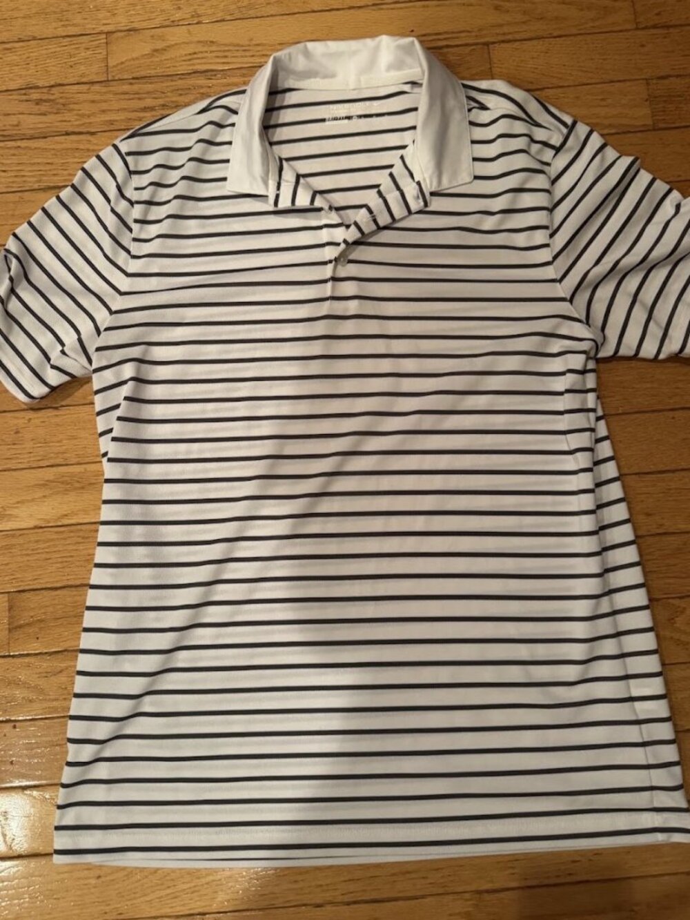 Nike Golf Dri-FIT White Gray Striped Polo Shirt Men's Medium